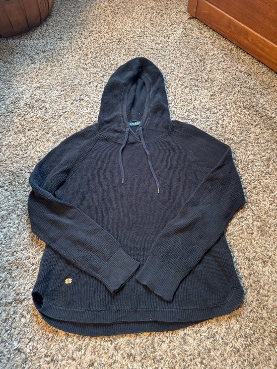 Ralph Lauren Tops - Ralph Lauren black Knit Hoodie with Drawstring